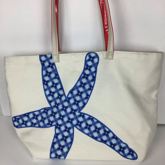 Braciano starfish canvas tote in red, white & blue - Picture 2 of 15